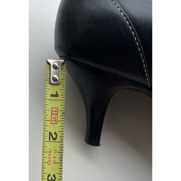 Vintage Ann Taylor Womens Black Kitten Heels w/Square Toes Buckle Stiched Sz 7 - Picture 9 of 16